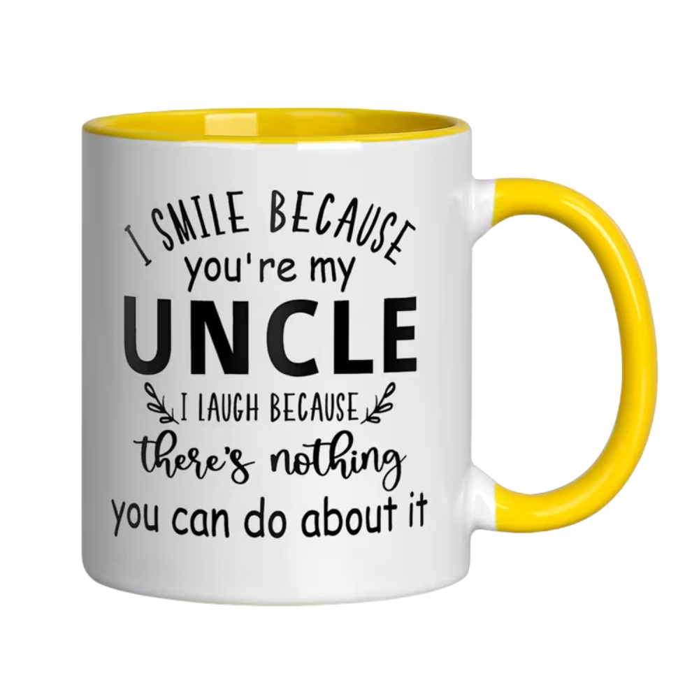 1pcs, 11oz, Ceramic Coffee Mug, I Smile Because You're My Uncle Funny Quote Mug