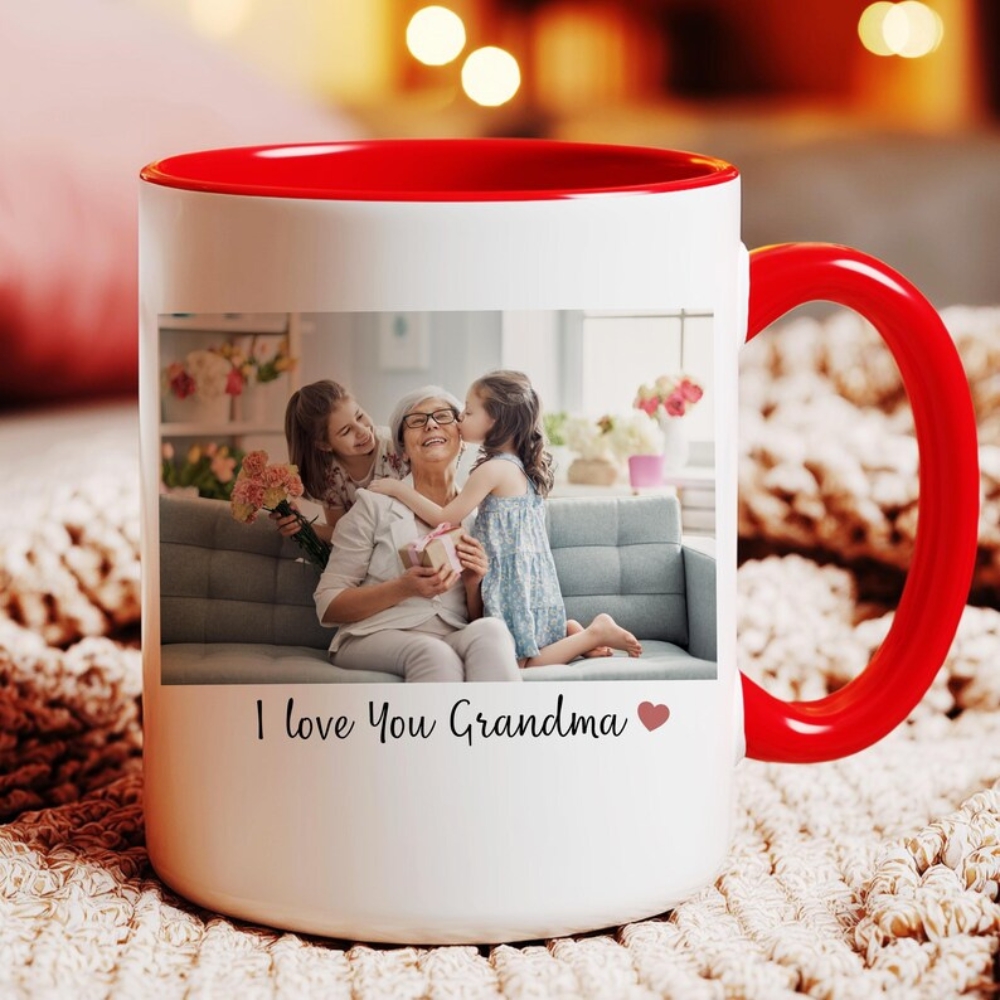 Personalized Grandma Photo Mug, Custom Coffee Cup with Family Picture, Mother's Day Gift for Grandma