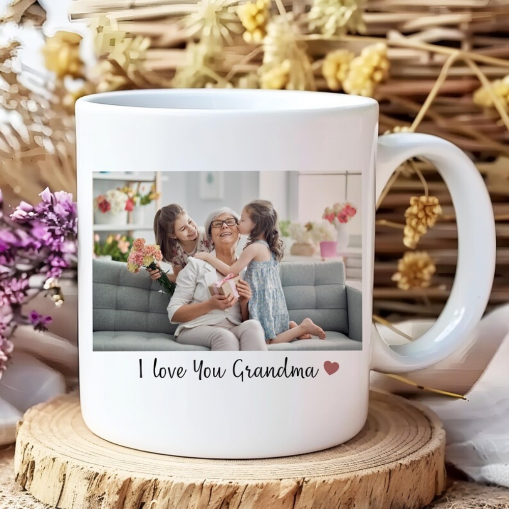 Personalized Grandma Photo Mug, Custom Coffee Cup with Family Picture, Mother's Day Gift for Grandma