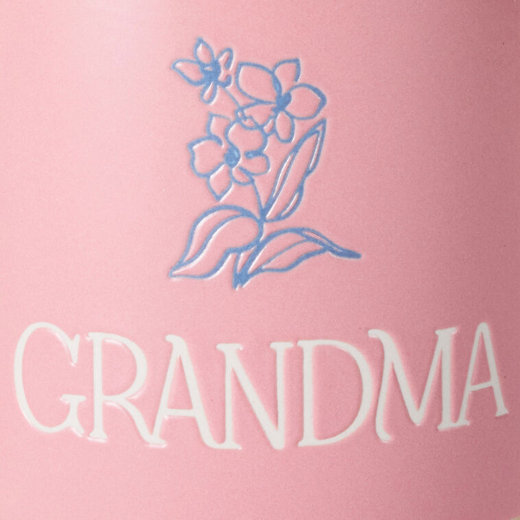 Grandma Pink Mug With Flower upclose view image number 4
