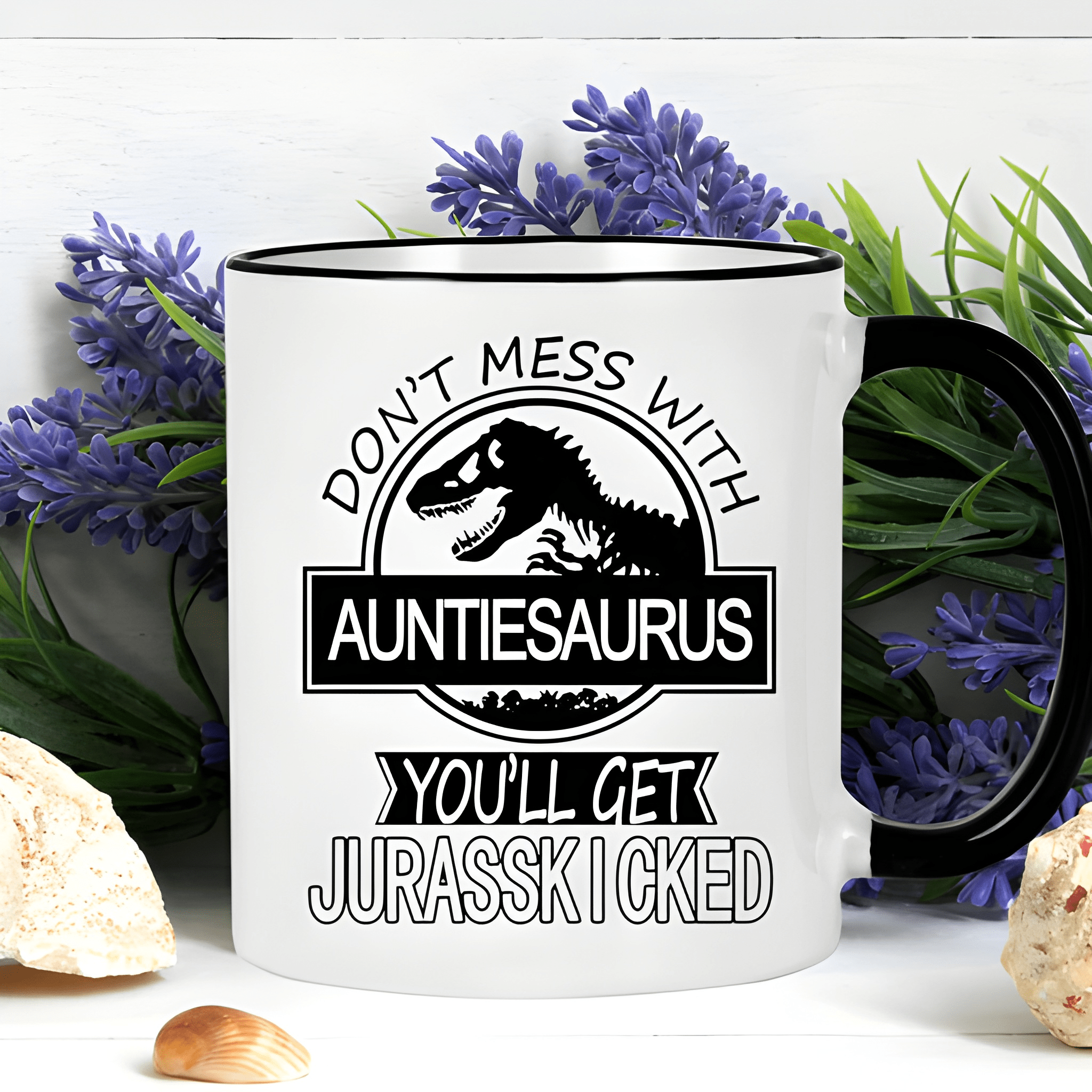11 oz Ceramic Auntiesaurus Dinosaur Coffee Mug Novelty Drinkware
