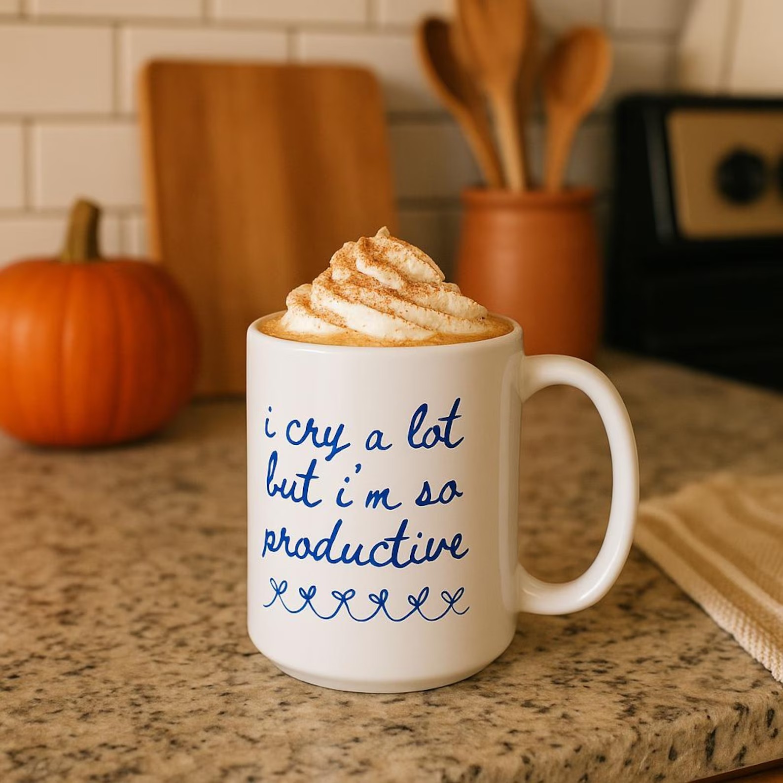 I Cry A Lot But I Am So Productive Quote Print 15oz Coffee Mug For TS Fan