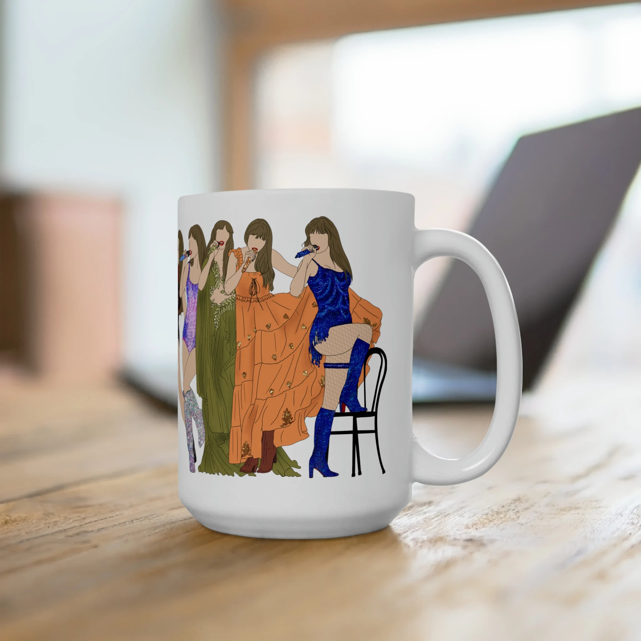 TS Inspired Eras Tour Outfit Design Print 15oz Ceramic Coffee Mug