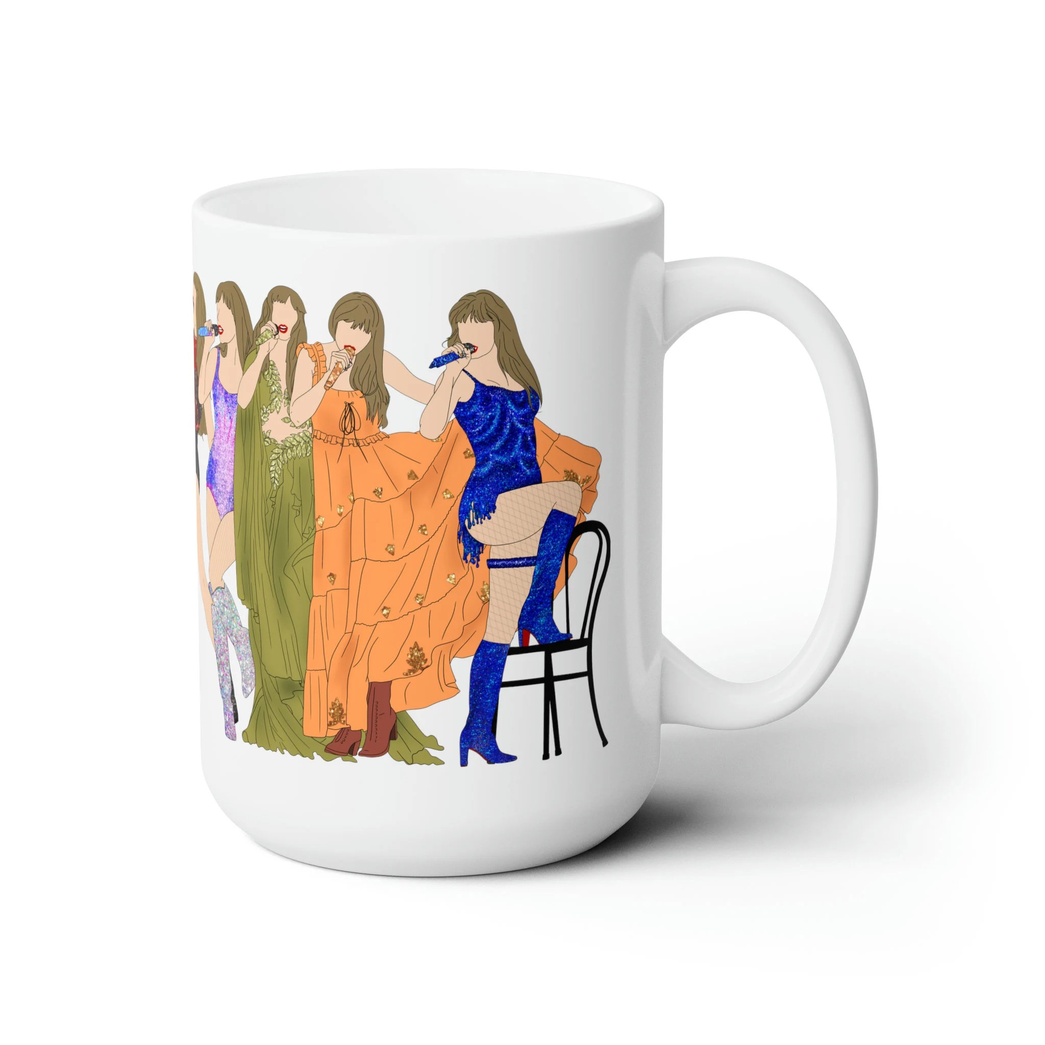 TS Inspired Eras Tour Outfit Design Print 15oz Ceramic Coffee Mug