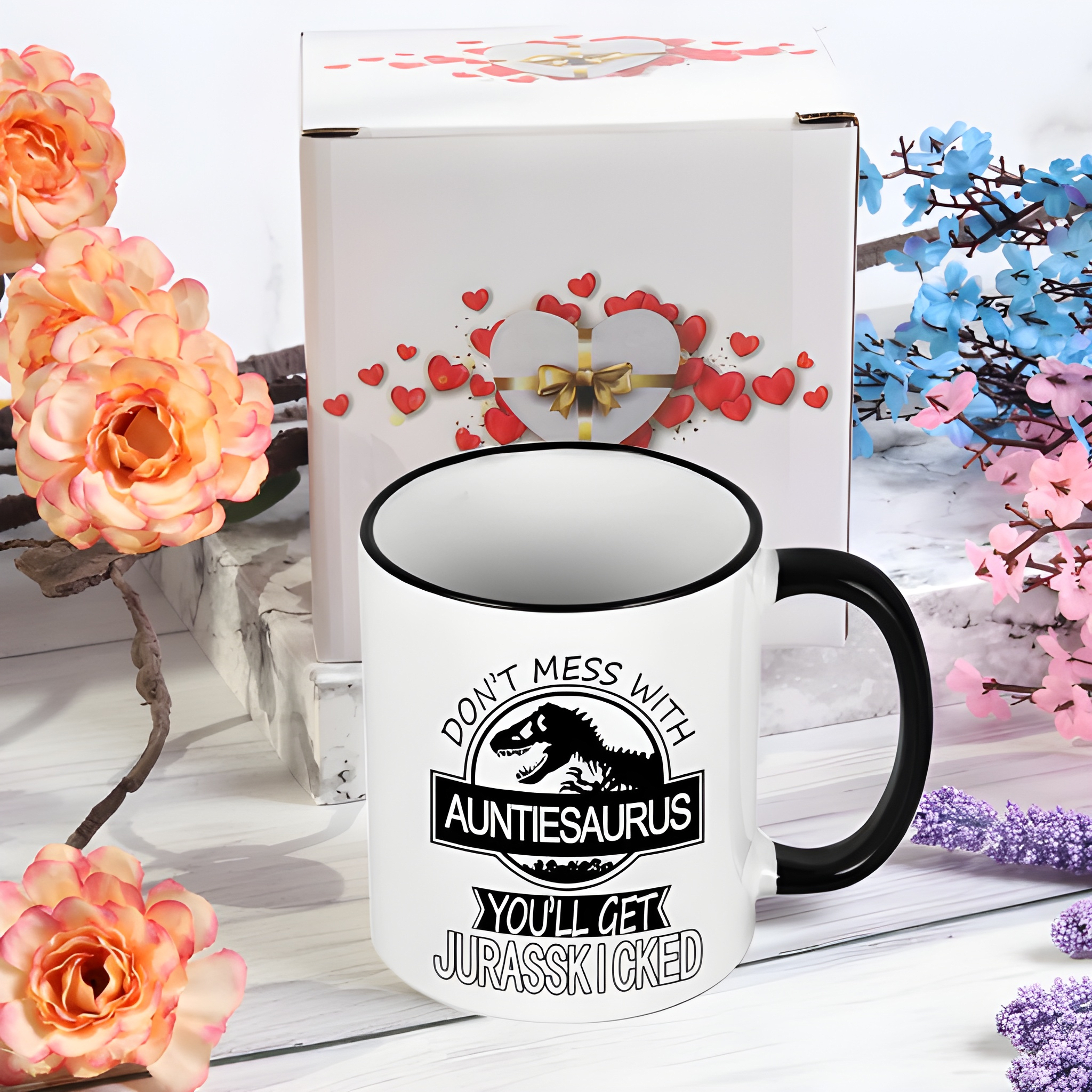 11 oz Ceramic Auntiesaurus Dinosaur Coffee Mug Novelty Drinkware