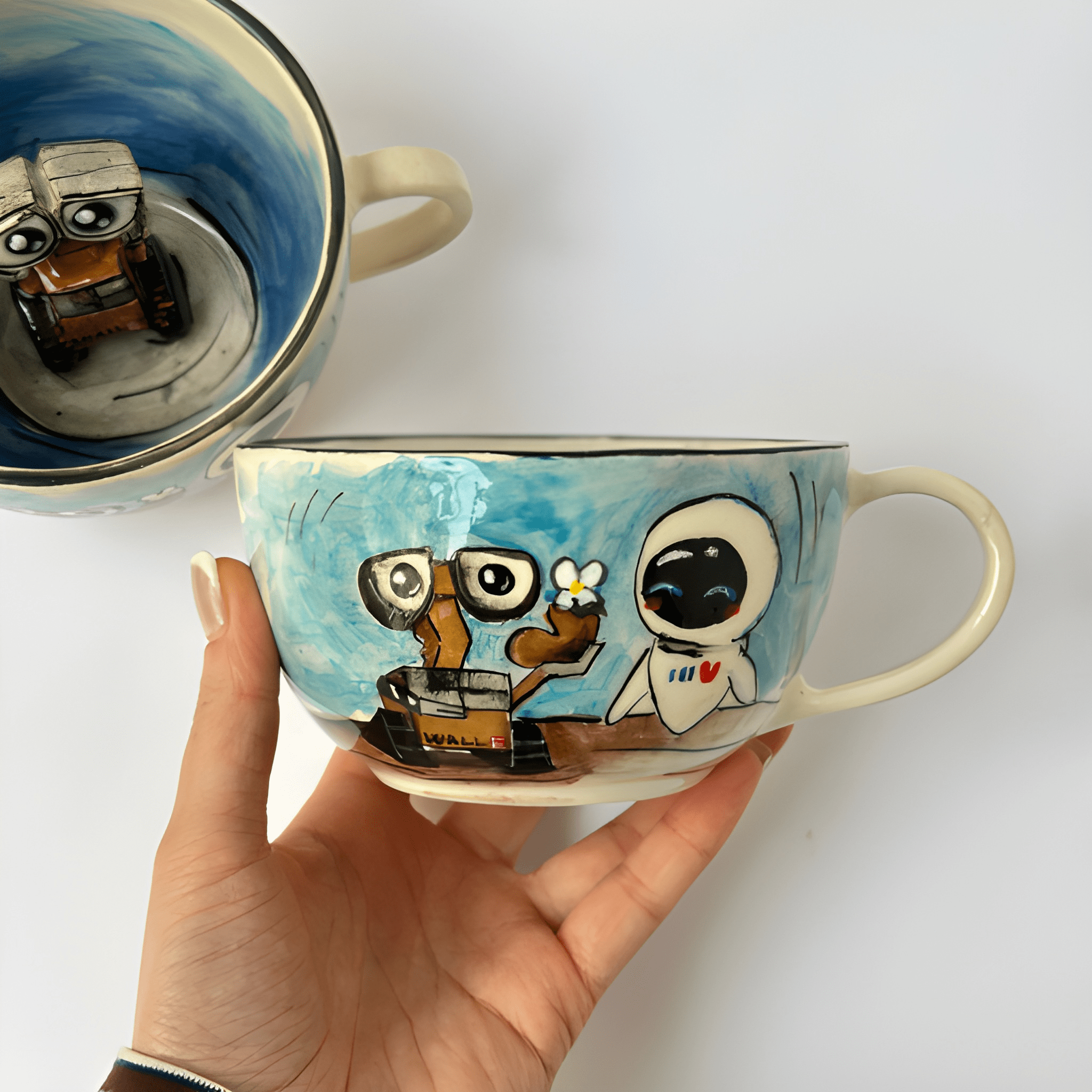 3D Robot Character Couple Mug Set Handmade Ceramic Cups