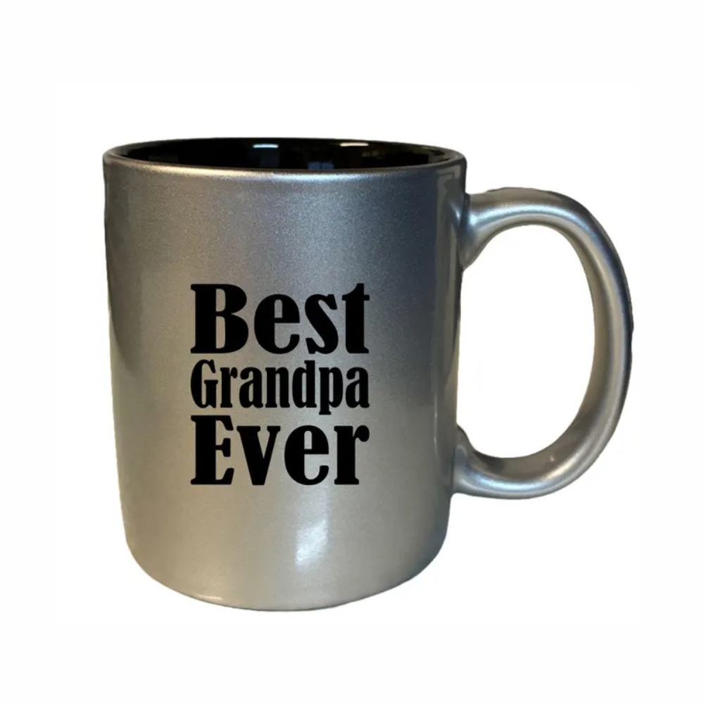 Best Grandpa Ever 11oz Ceramic Coffee Cup with Handle, Black White or Silver