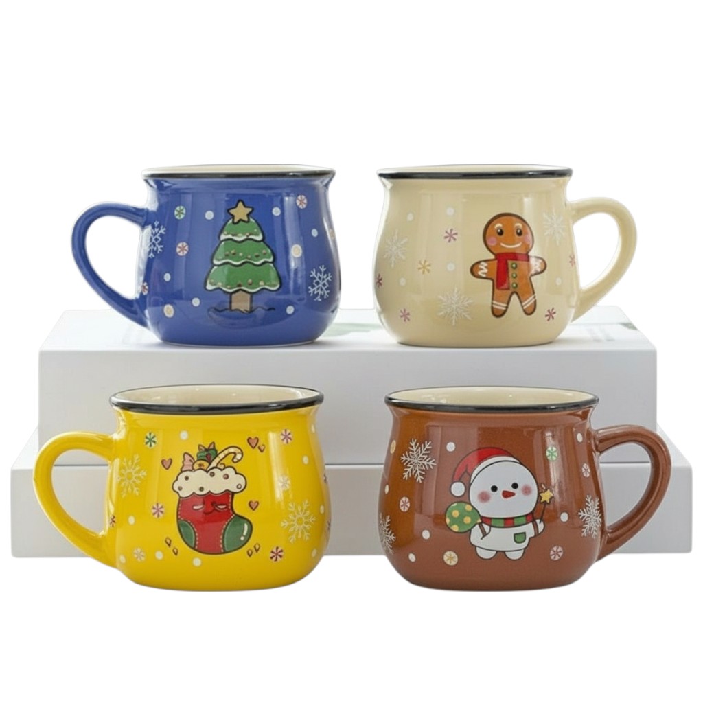 4 Pieces Ceramic Christmas Mugs