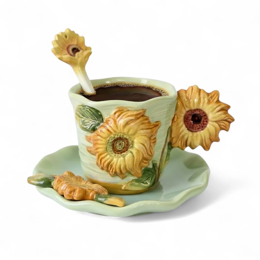 Ceramic Mug Set With Plate And Spoon