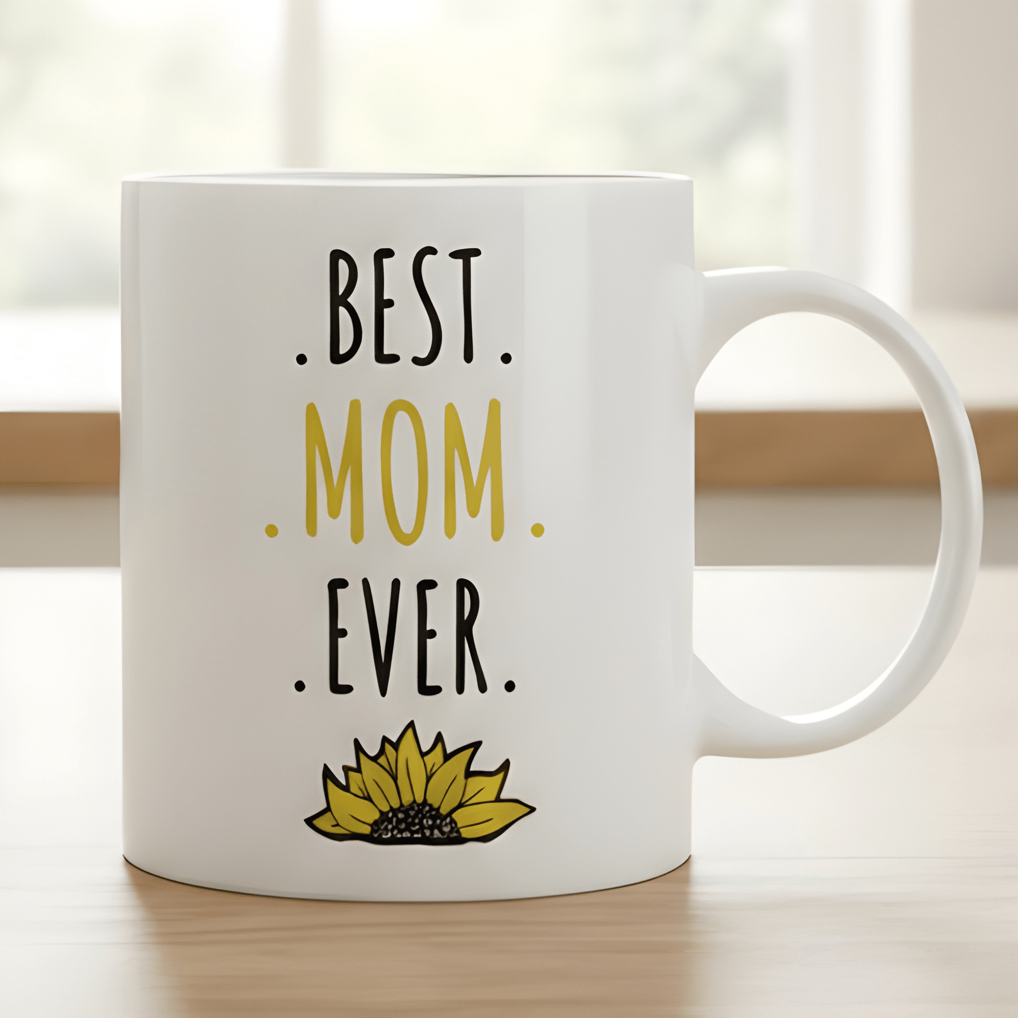 1 Piece 11Oz Ceramic Coffee Mug Best Mom Ever Sunflower Mothers Day Cup