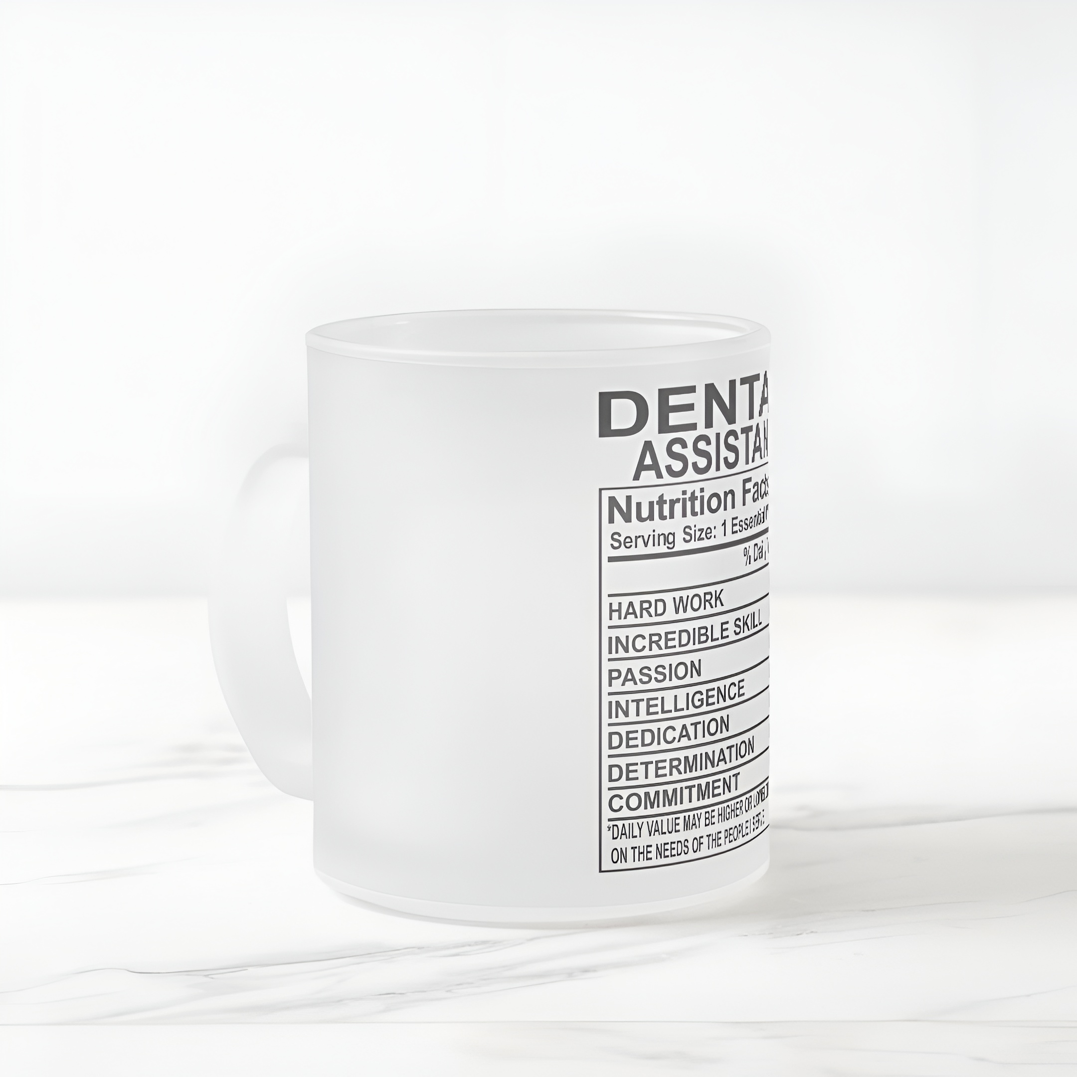 Dental Assistant Nutrition Label Design Printed Coffee Mug