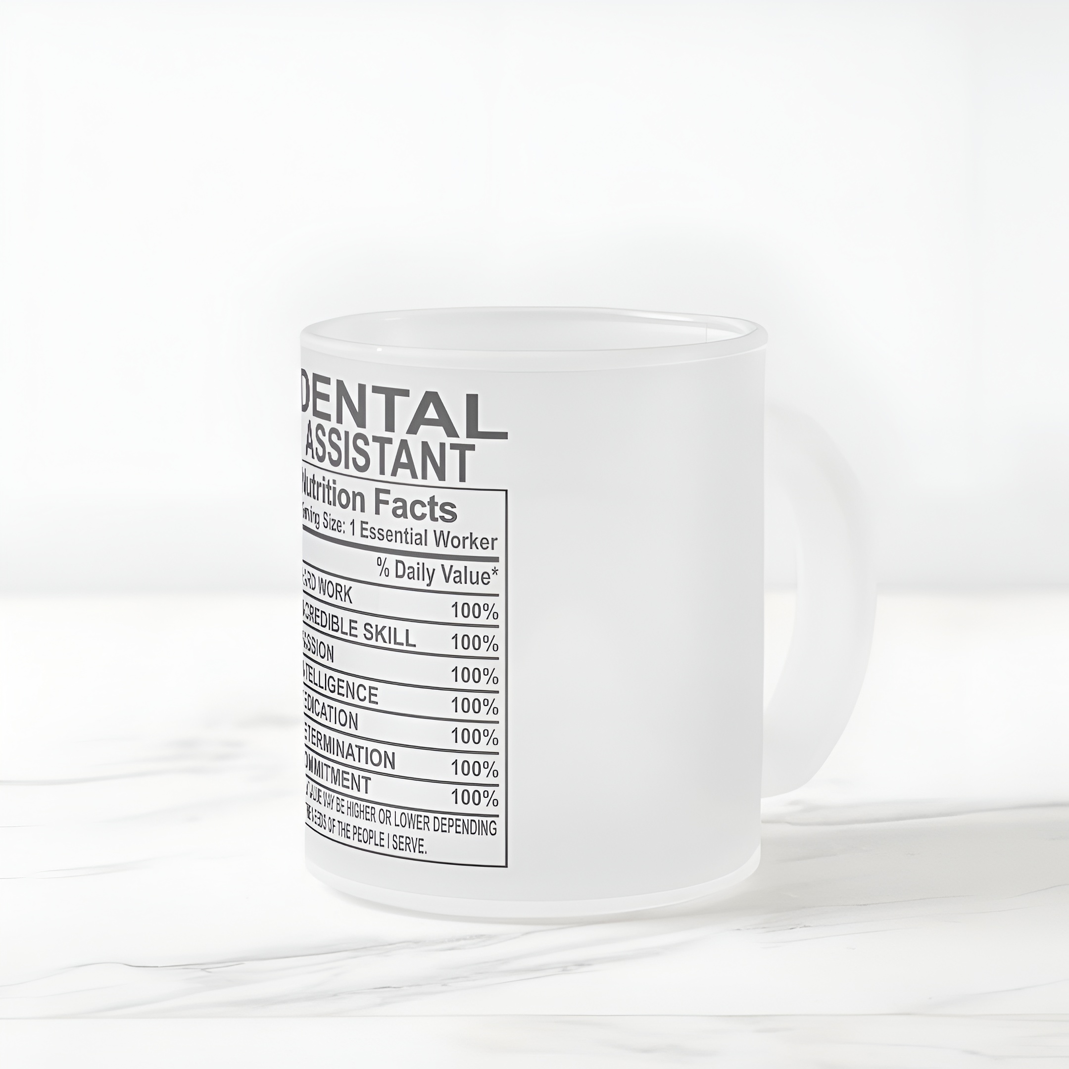 Dental Assistant Nutrition Label Design Printed Coffee Mug