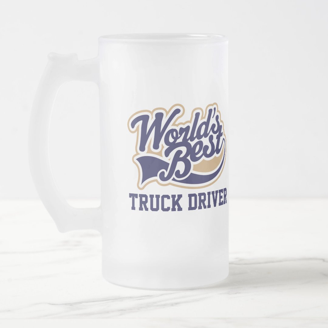 Frosted Glass Mug Truck Driver Worlds Best Gift for Him Coffee Mug