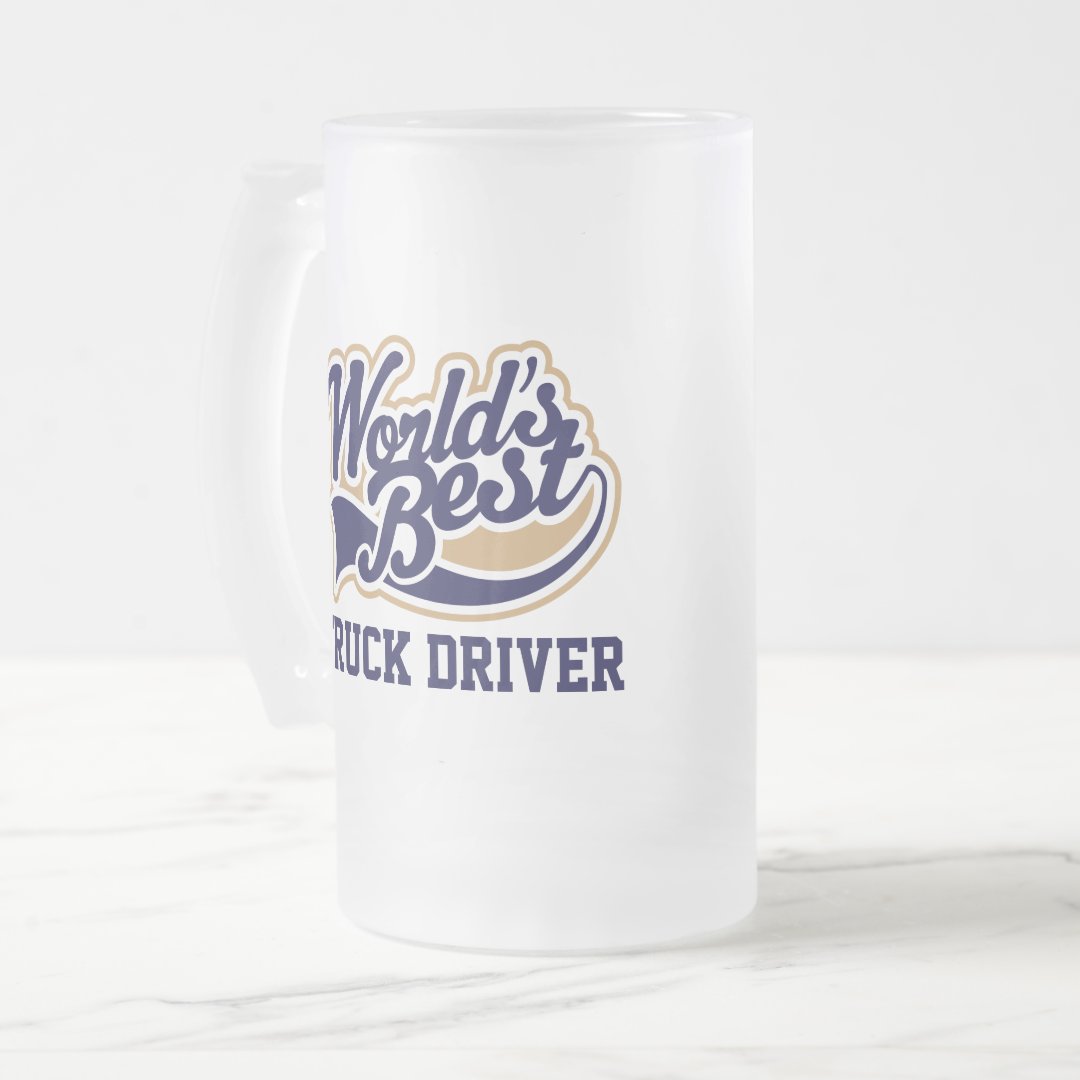 Frosted Glass Mug Truck Driver Worlds Best Gift for Him Coffee Mug