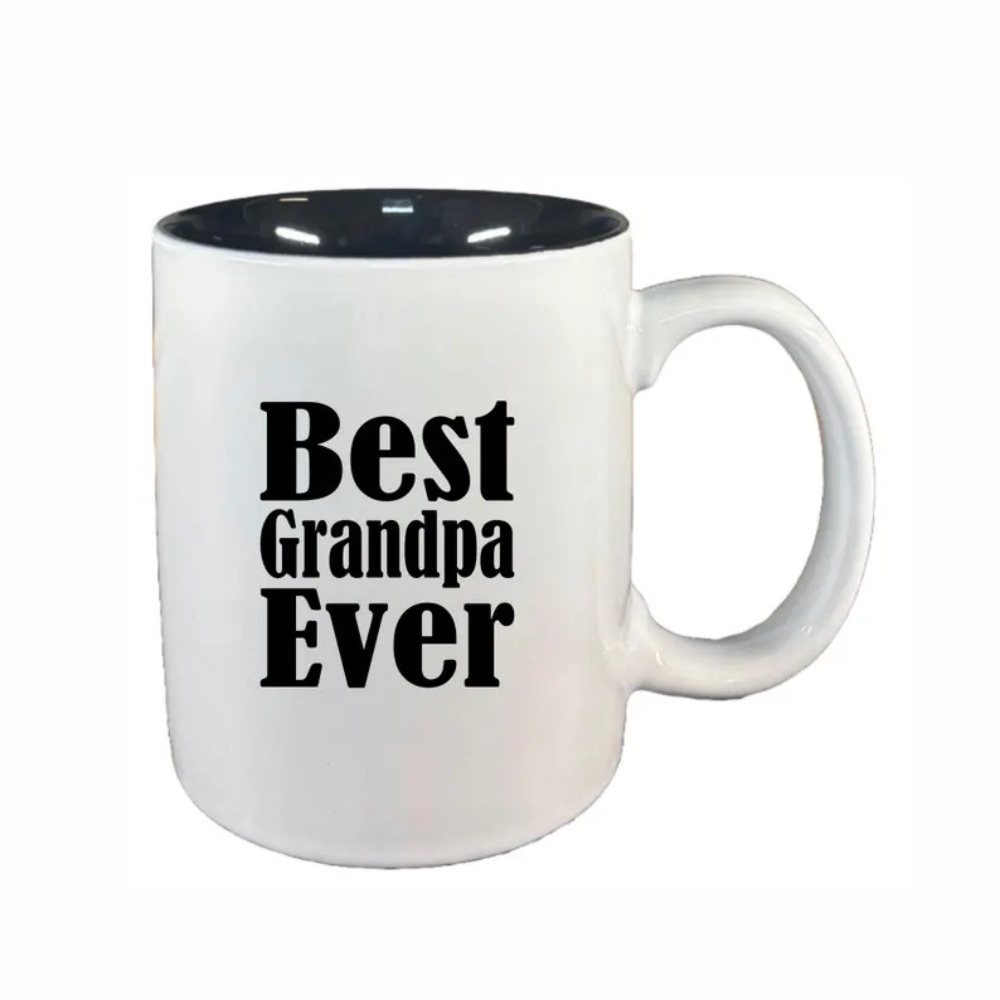 Best Grandpa Ever 11oz Ceramic Coffee Cup with Handle, Black White or Silver