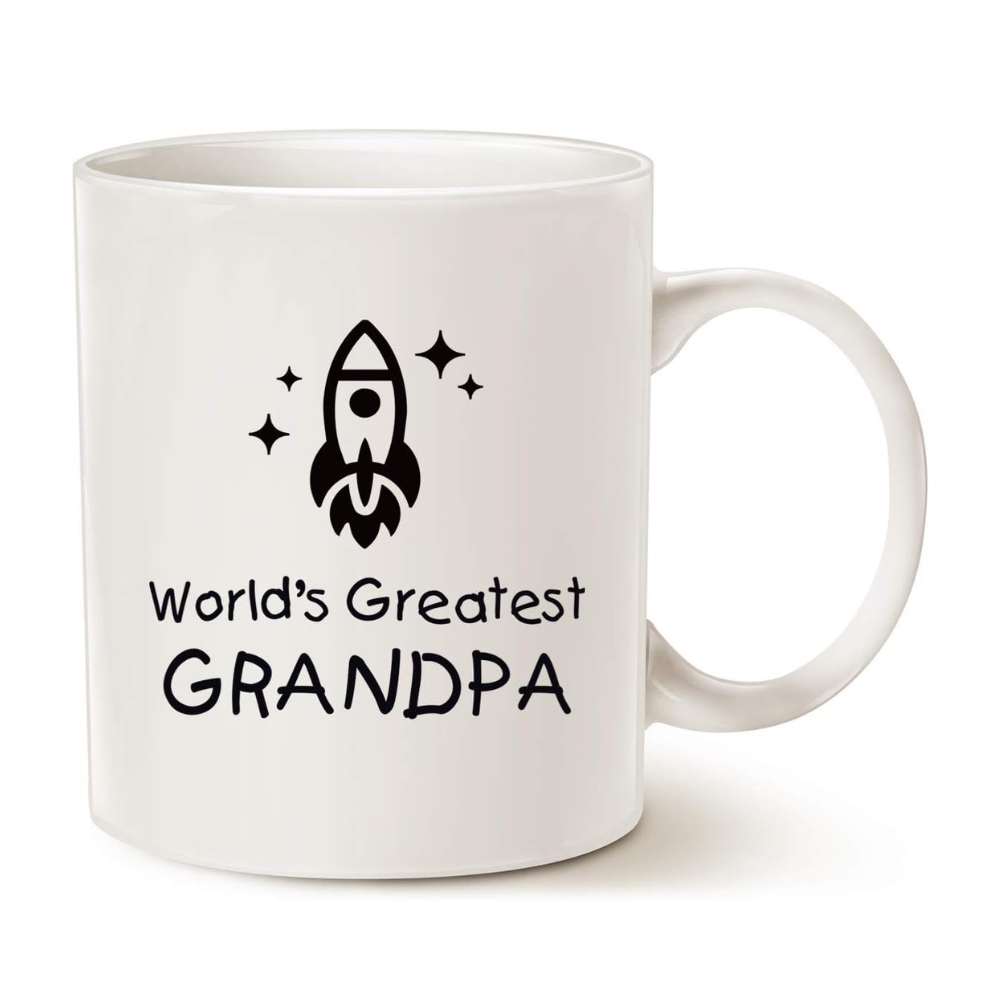 Worlds Greatest Grandpa Rocket Ship Cup White - 11 Oz Mug