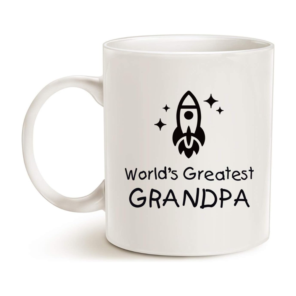 Worlds Greatest Grandpa Rocket Ship Cup White - 11 Oz Mug