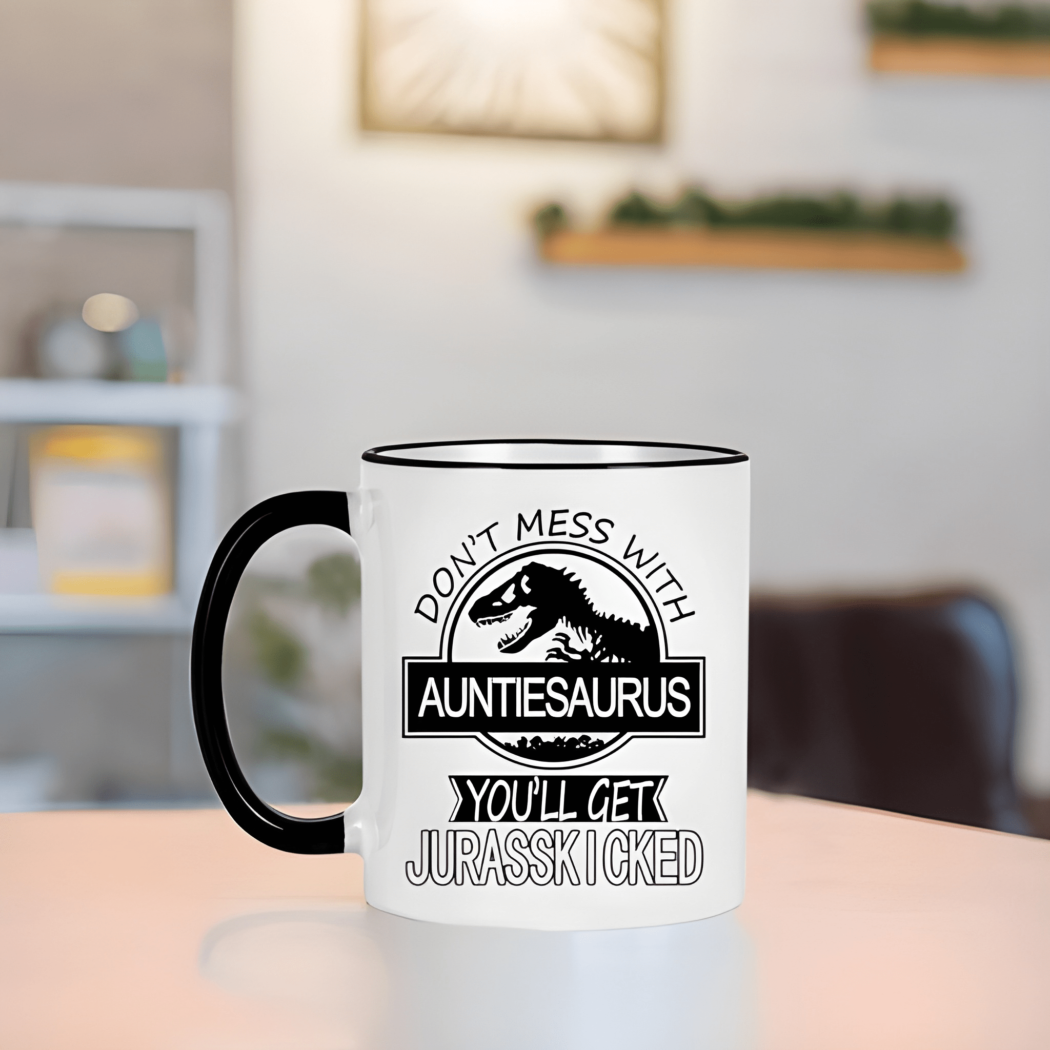 11 oz Ceramic Auntiesaurus Dinosaur Coffee Mug Novelty Drinkware