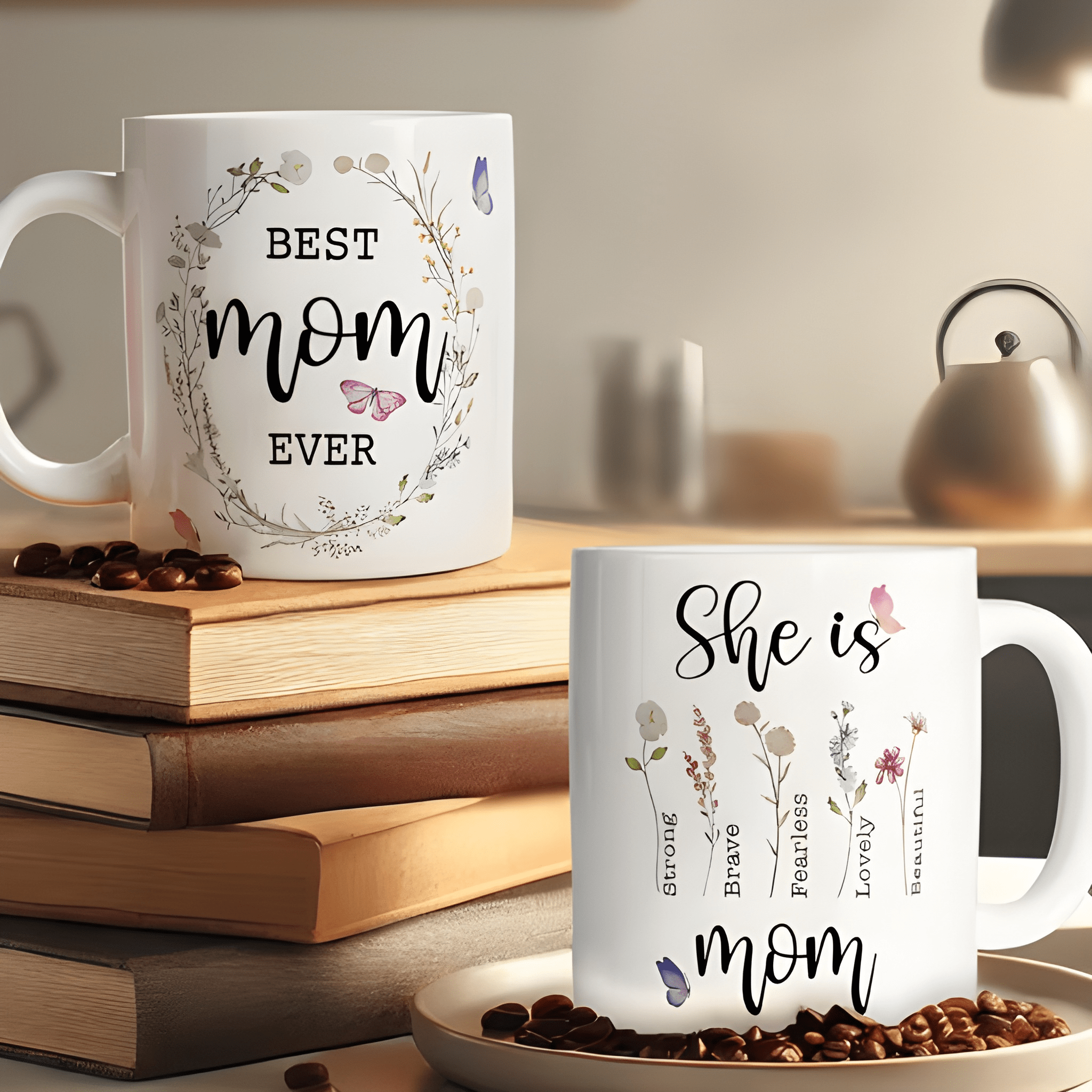 1 Piece 11Oz Ceramic Coffee Mug Best Mom Ever Floral Mothers Day Cup
