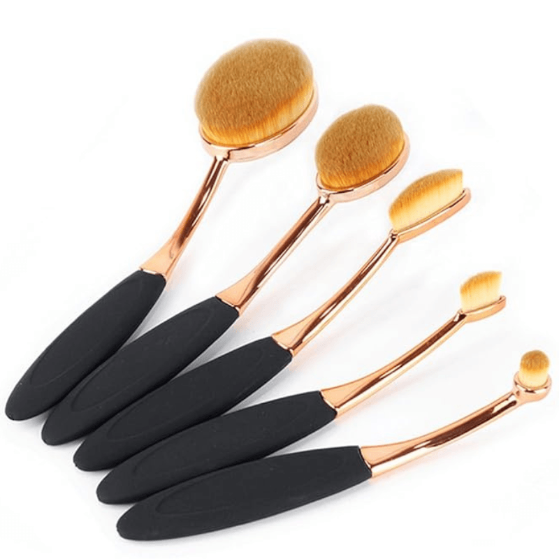 5 Piece Oval Foundation Brush Set for Liquid and Powder Makeup-My Makeup Brushset
