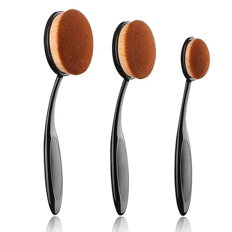 3 Piece Oval Makeup Brush Set for Foundation Blush and Concealer-My Makeup Brushset