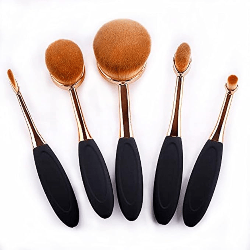 5 Piece Oval Foundation Brush Set for Liquid and Powder Makeup-My Makeup Brushset