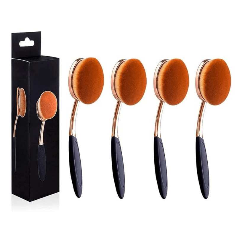 4 Pack Oval Foundation Brushes for Liquid Cream and Powder-My Makeup Brushset