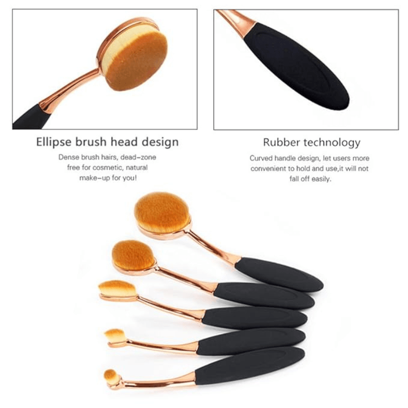 5 Piece Oval Foundation Brush Set for Liquid and Powder Makeup-My Makeup Brushset
