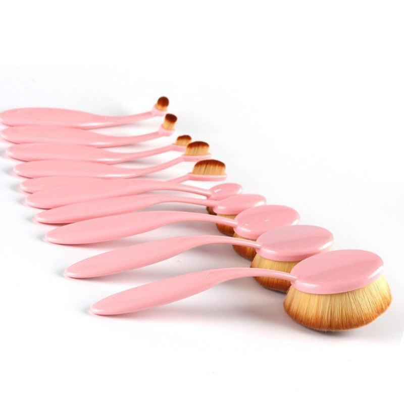 10 Piece Oval Makeup Brush Set for Flawless Application-My Makeup Brushset