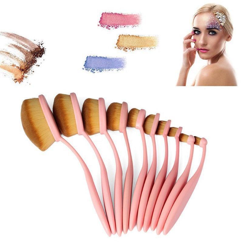 10 Piece Oval Makeup Brush Set for Flawless Application-My Makeup Brushset