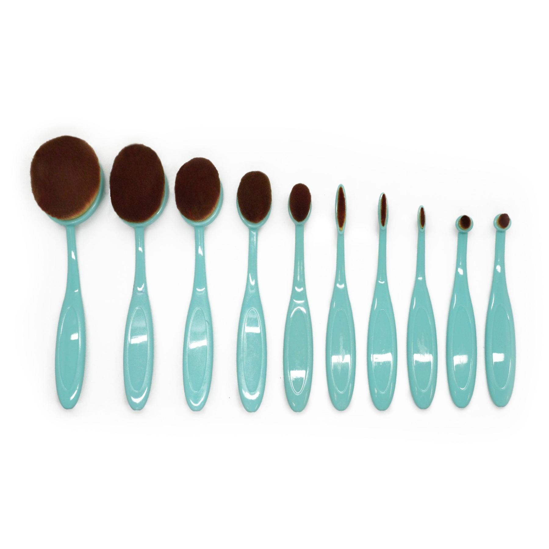 10 Piece Blue Oval Brush Set – Flawless Blending and Contouring-My Makeup Brushset
