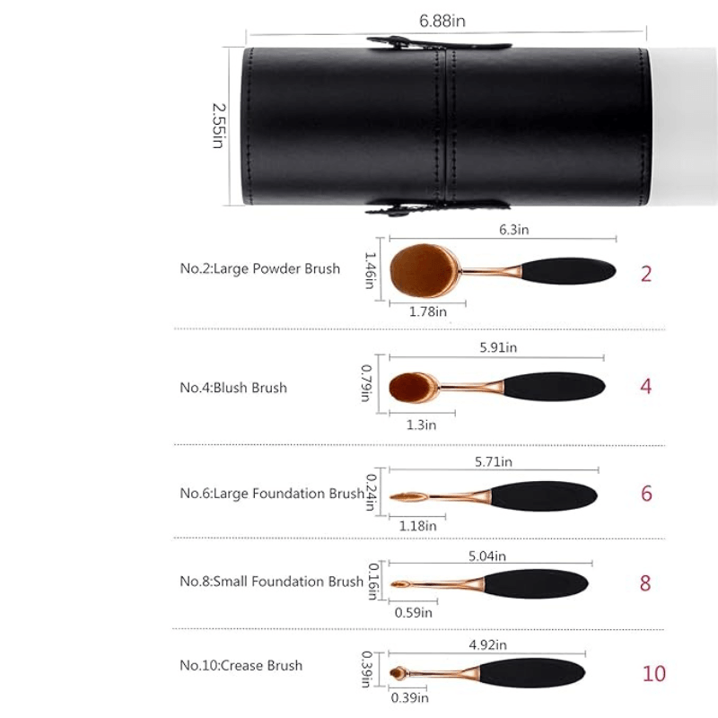 5 Piece Oval Foundation Brush Set for Liquid and Powder Makeup-My Makeup Brushset