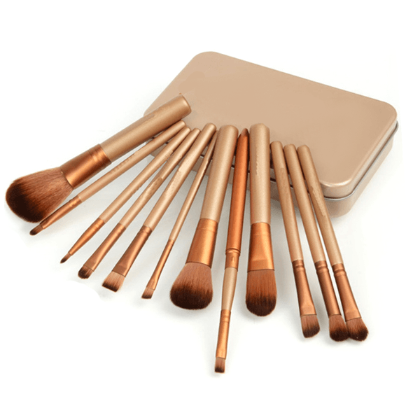 12 Piece Bronze Brush Set – Professional Makeup Brushes Application-My Makeup Brushset