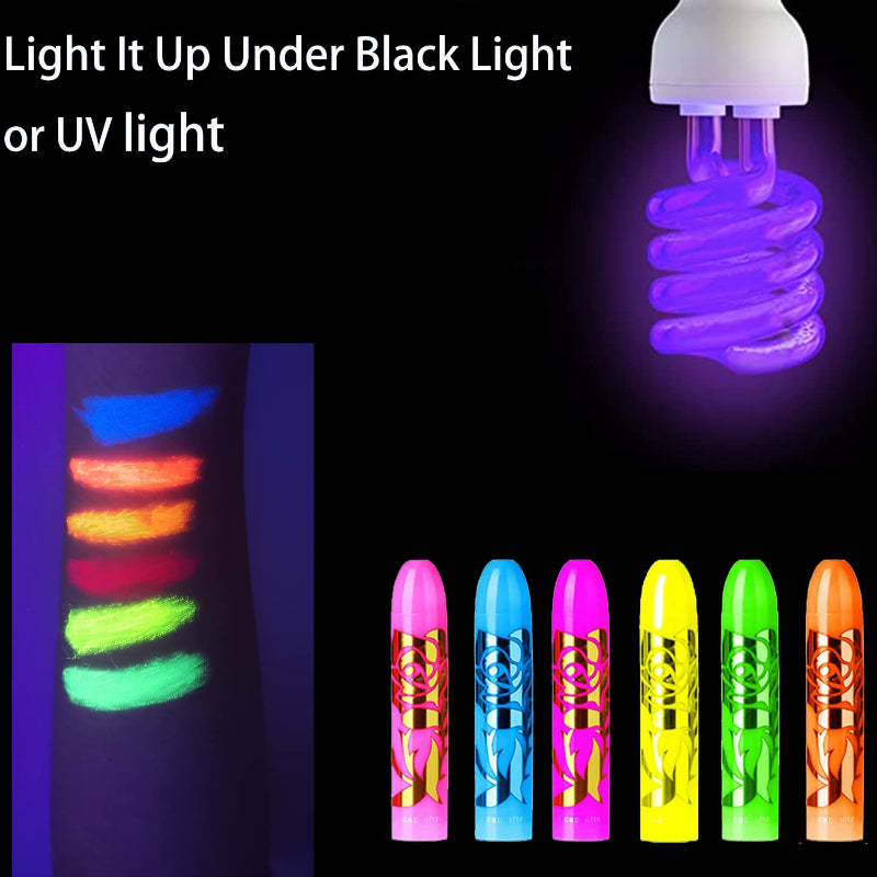 Glow Paint Sticks 12 Colors UV Reactive for Festivals and Halloween-My Makeup Brushset
