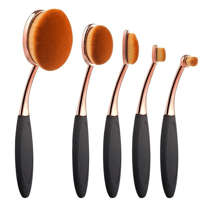 5 Piece Oval Foundation Brush Set for Liquid and Powder Makeup-My Makeup Brushset