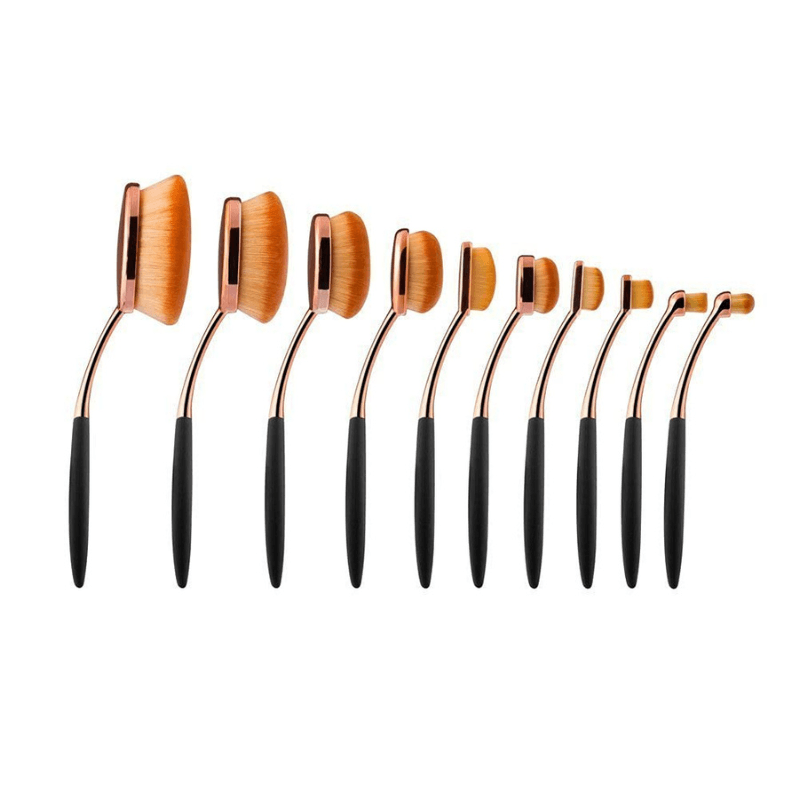 10 Piece Oval Makeup Brush Set for Foundation Contour and Blending-My Makeup Brushset