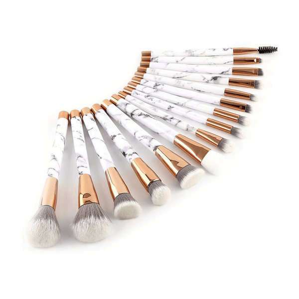 15 Piece Marble Brush Set – Luxury Blending and Precision-My Makeup Brushset