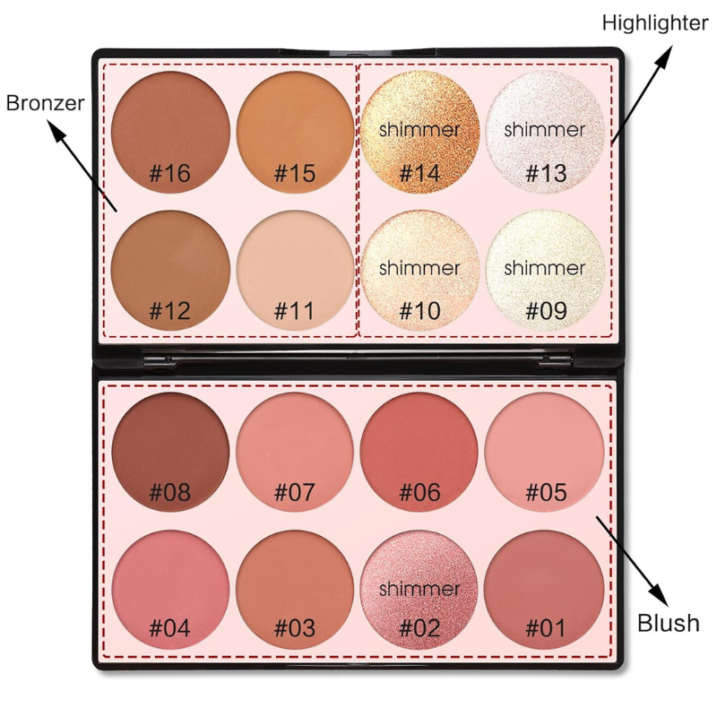 16 Color Blush Palette Makeup Kit For Cheek Contouring-My Makeup Brushset