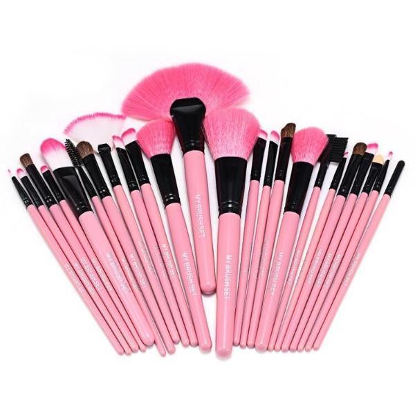24 Piece Pink Makeup Brush Set – Perfect for Face and Eye Application-My Makeup Brushset