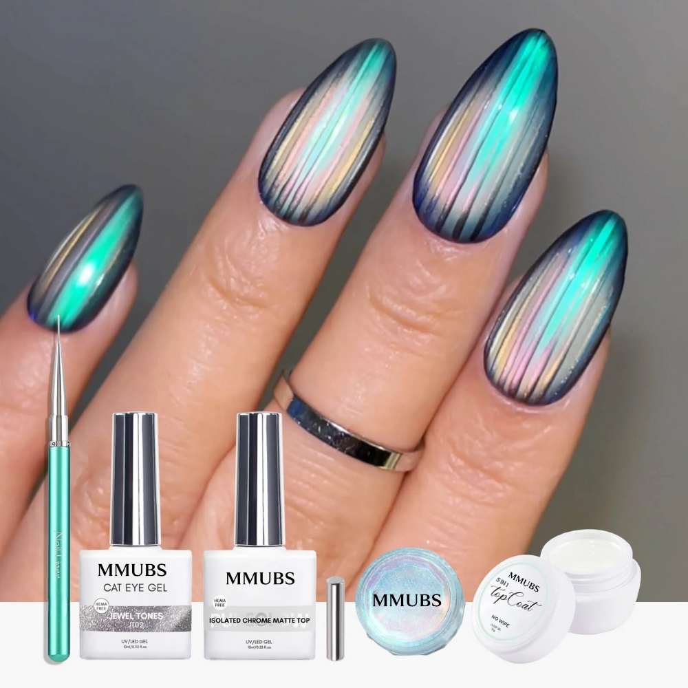  Aurora Shine MMUBS Ribbed Glass IG Nail Kit Set