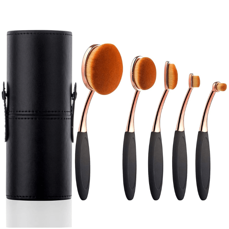 5 Piece Oval Foundation Brush Set for Liquid and Powder Makeup-My Makeup Brushset