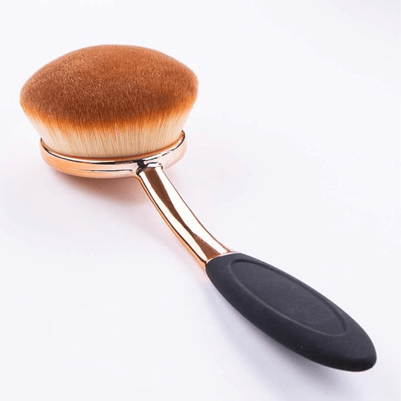 Large Rose Gold Oval Makeup Brush with Dustproof Cover Cleaner-My Makeup Brushset