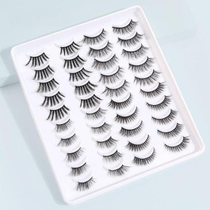 20 Pairs 3D Faux Mink Eyelashes – Wispy, Reusable And Lightweight-My Makeup Brushset