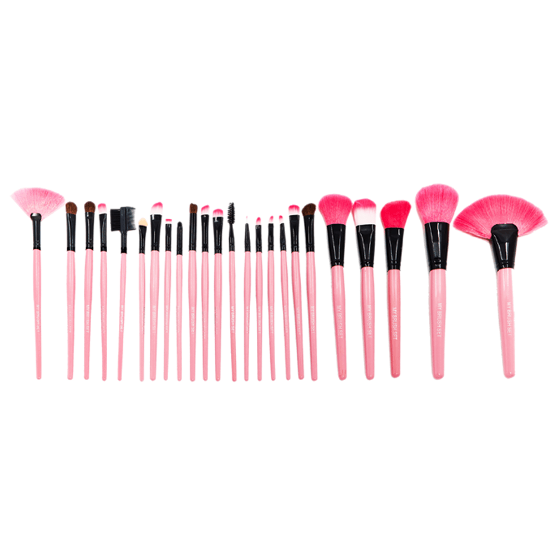 24 Piece Pink Makeup Brush Set – Perfect for Face and Eye Application-My Makeup Brushset