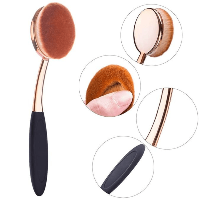 Large Rose Gold Oval Makeup Brush with Dustproof Cover Cleaner-My Makeup Brushset