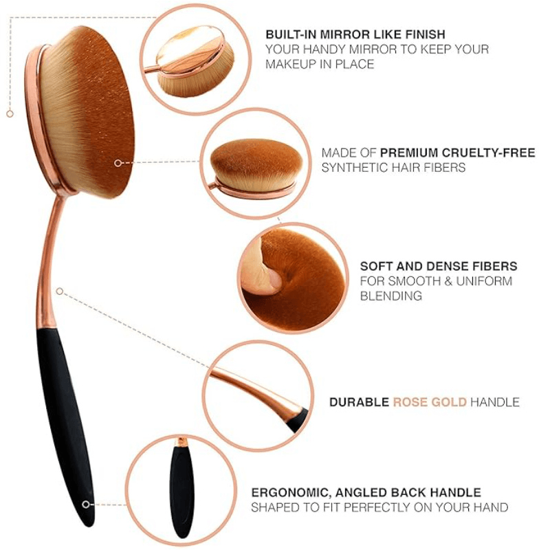 Oval Foundation Brush for Flawless Liquid and Powder Application-My Makeup Brushset