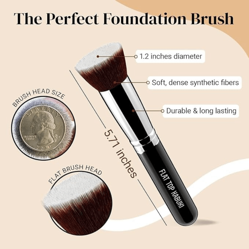 Flat Top Kabuki Brush - Perfect For Liquid Cream And Powder-My Makeup Brushset