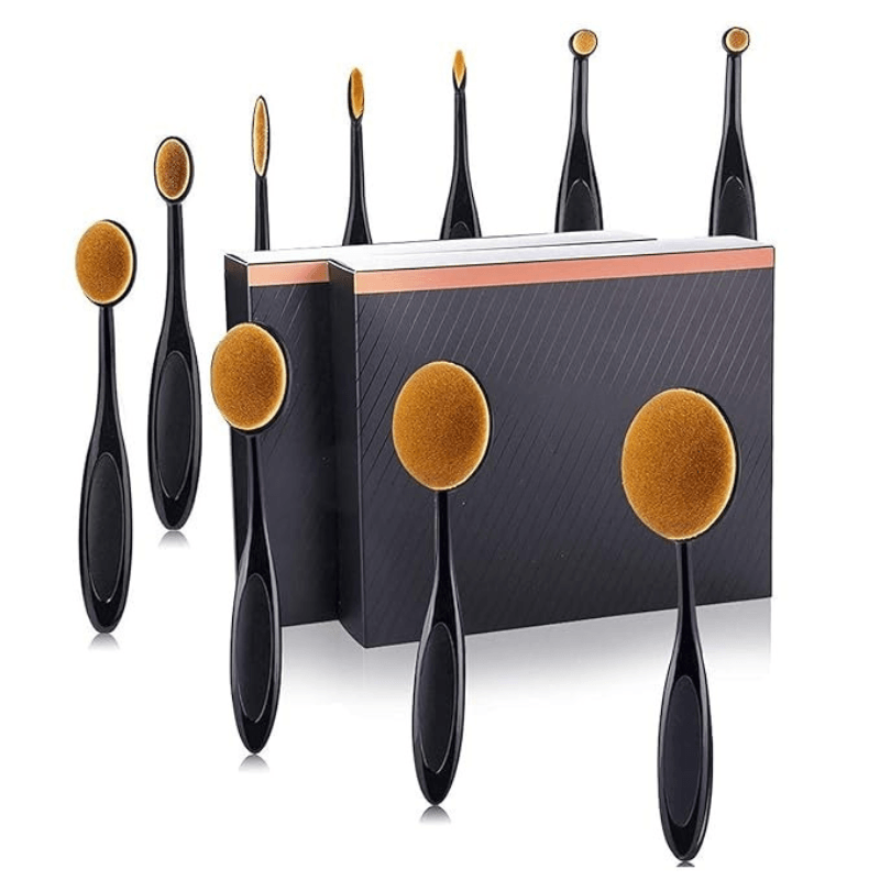 10 Piece Oval Makeup Brush Set for Foundation Contour and Blending-My Makeup Brushset