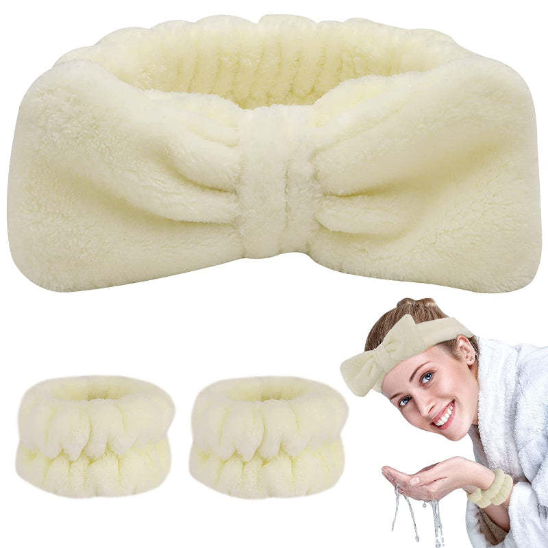 Plush Spa Headband Set 3-Piece Absorbent Bands for Skincare-My Makeup Brushset