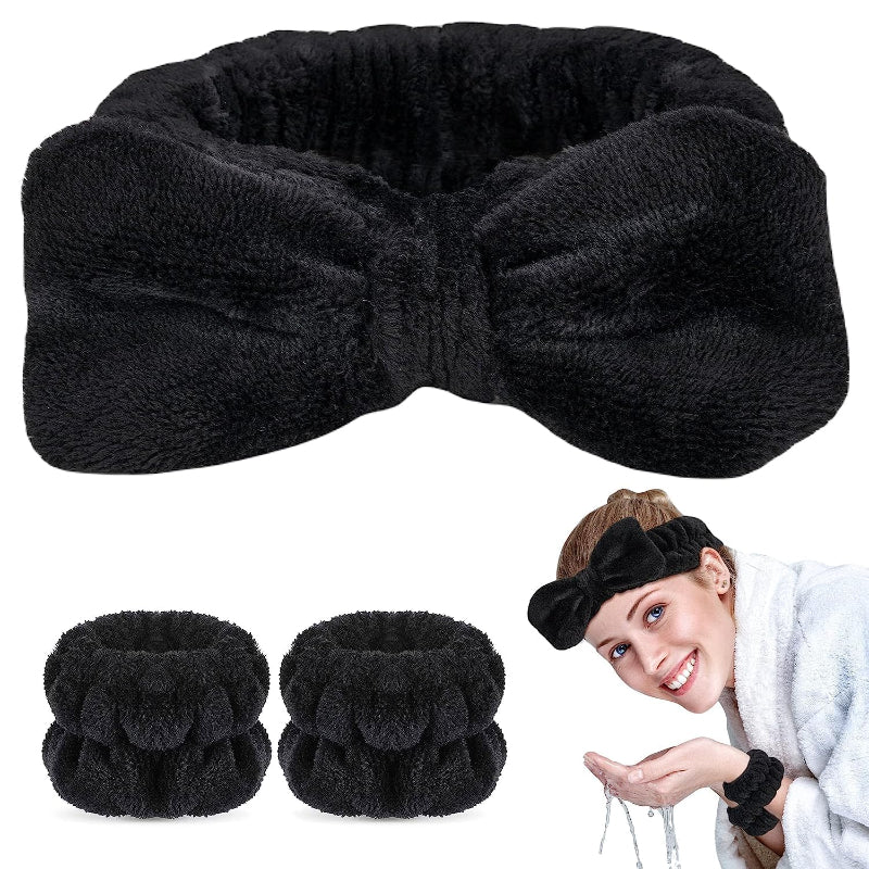 Plush Spa Headband Set 3-Piece Absorbent Bands for Skincare-My Makeup Brushset